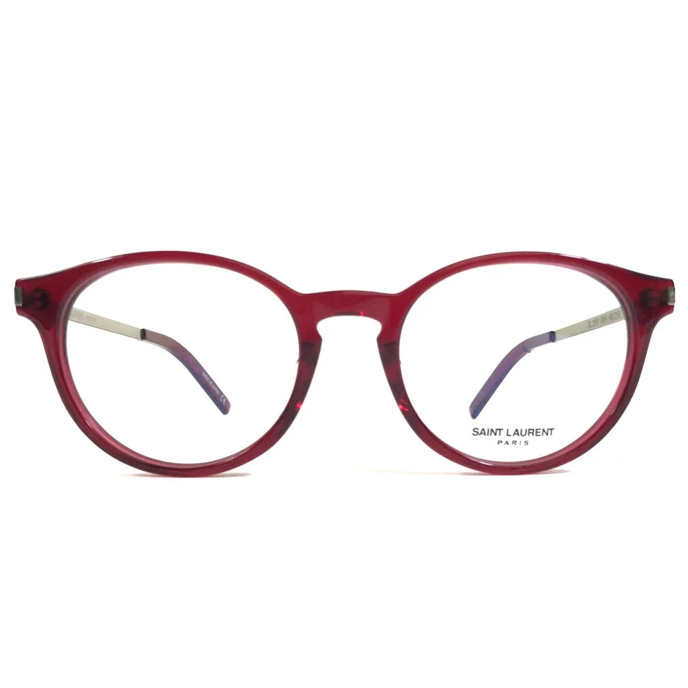 Saint Lauren Eyeglasses Frames SL25/F 004 Red Silver Round Asian Fit 49-19-140